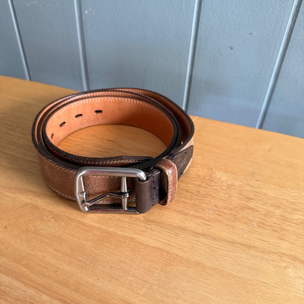 Martin Dingman Mens Water Buffalo Leather Belt 42 USA Handmade Old Money Brown
